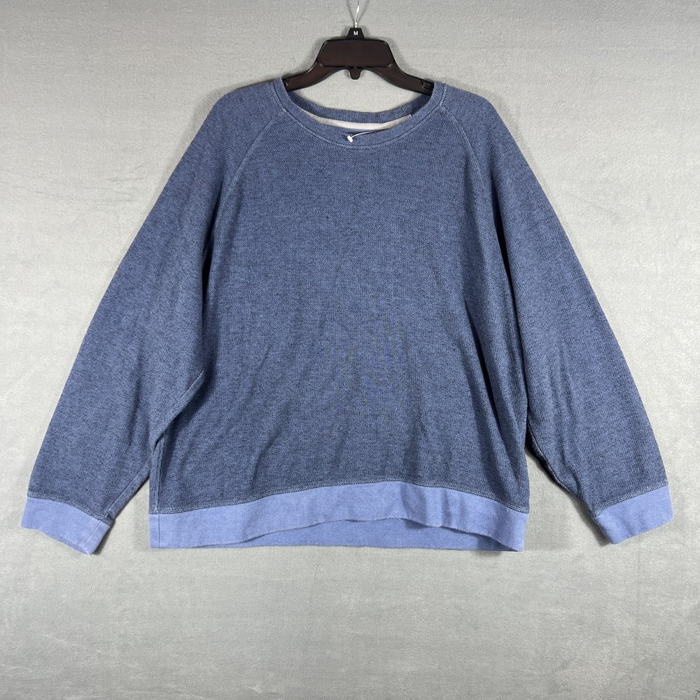 Van Heusen Men's XXL Regular Fit Blue Waffle Knit Cotton Blend Crew Neck